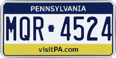 PA license plate MQR4524