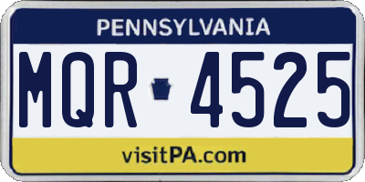 PA license plate MQR4525