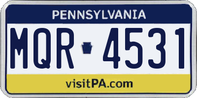 PA license plate MQR4531