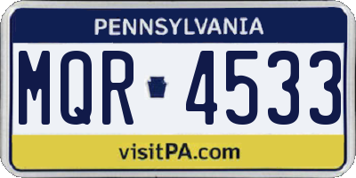 PA license plate MQR4533