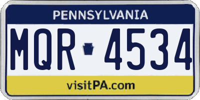 PA license plate MQR4534