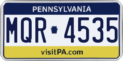PA license plate MQR4535