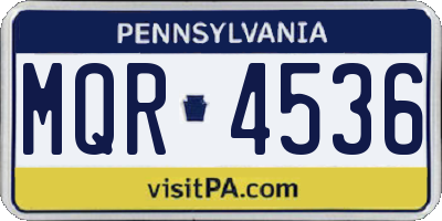 PA license plate MQR4536