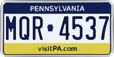 PA license plate MQR4537