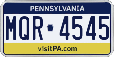 PA license plate MQR4545