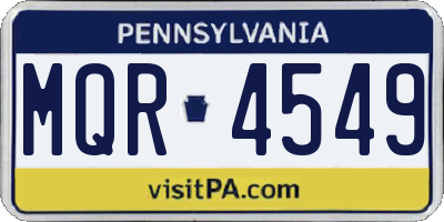 PA license plate MQR4549
