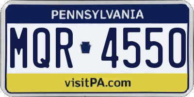 PA license plate MQR4550