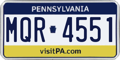 PA license plate MQR4551