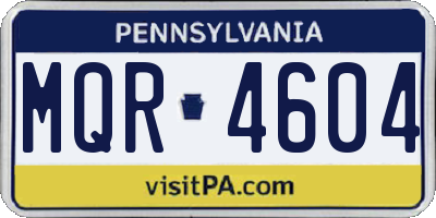 PA license plate MQR4604