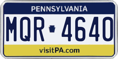 PA license plate MQR4640