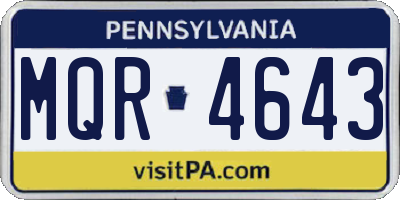 PA license plate MQR4643