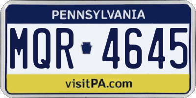 PA license plate MQR4645