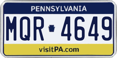 PA license plate MQR4649