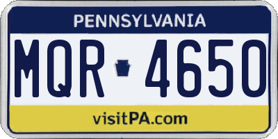 PA license plate MQR4650