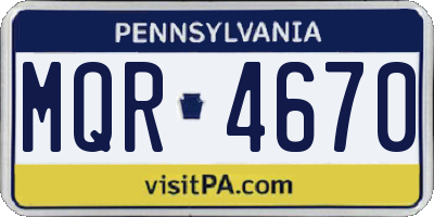 PA license plate MQR4670