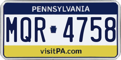 PA license plate MQR4758