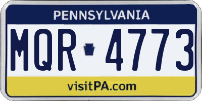 PA license plate MQR4773