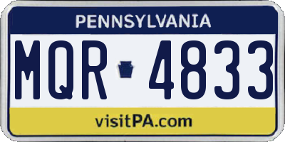 PA license plate MQR4833