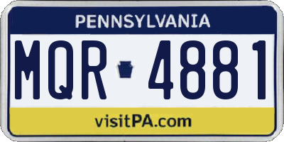 PA license plate MQR4881
