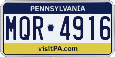 PA license plate MQR4916