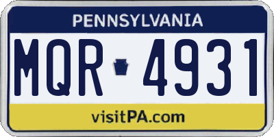 PA license plate MQR4931