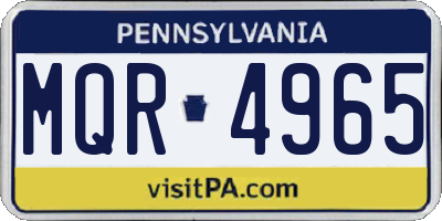 PA license plate MQR4965