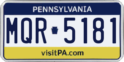 PA license plate MQR5181