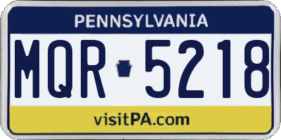 PA license plate MQR5218