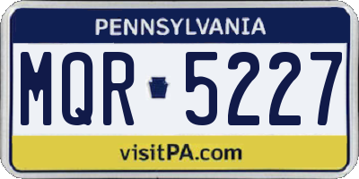 PA license plate MQR5227