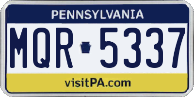 PA license plate MQR5337