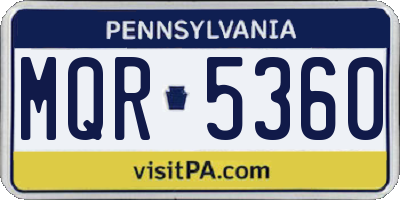 PA license plate MQR5360