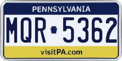 PA license plate MQR5362