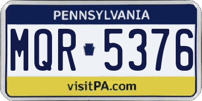 PA license plate MQR5376