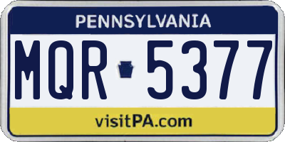 PA license plate MQR5377