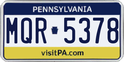 PA license plate MQR5378