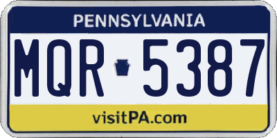 PA license plate MQR5387