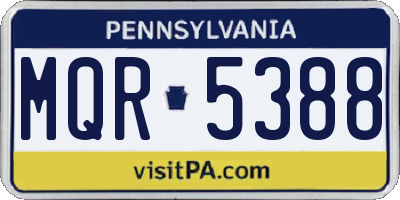 PA license plate MQR5388