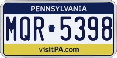PA license plate MQR5398
