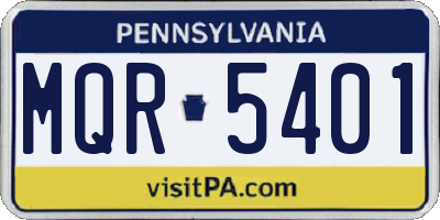 PA license plate MQR5401