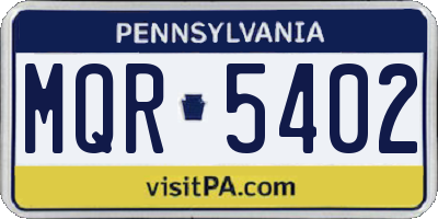 PA license plate MQR5402