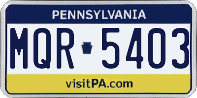 PA license plate MQR5403