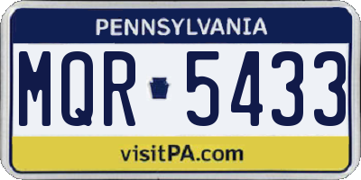 PA license plate MQR5433