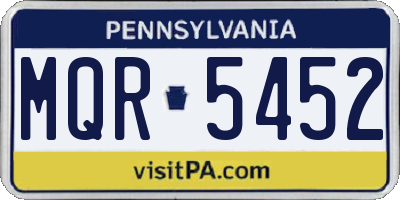 PA license plate MQR5452