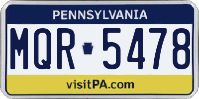 PA license plate MQR5478