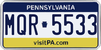 PA license plate MQR5533