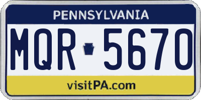 PA license plate MQR5670