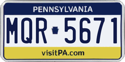 PA license plate MQR5671