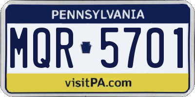 PA license plate MQR5701