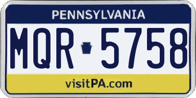 PA license plate MQR5758