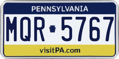 PA license plate MQR5767